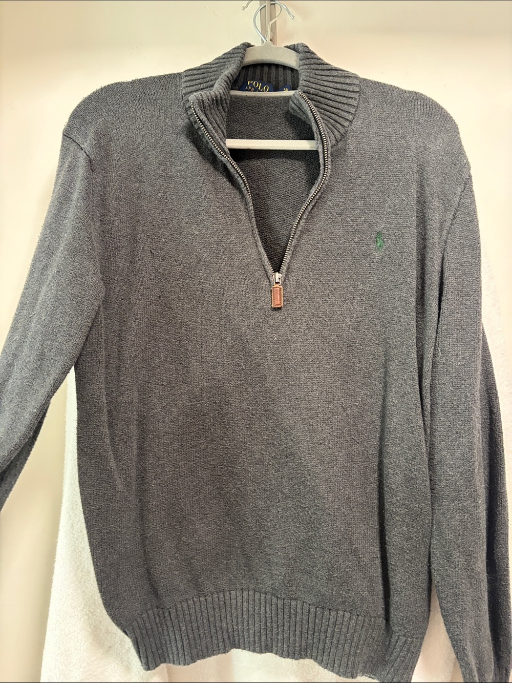 Polo by Ralph Lauren Unisex Charcoal Gray Half-Zip Sweater